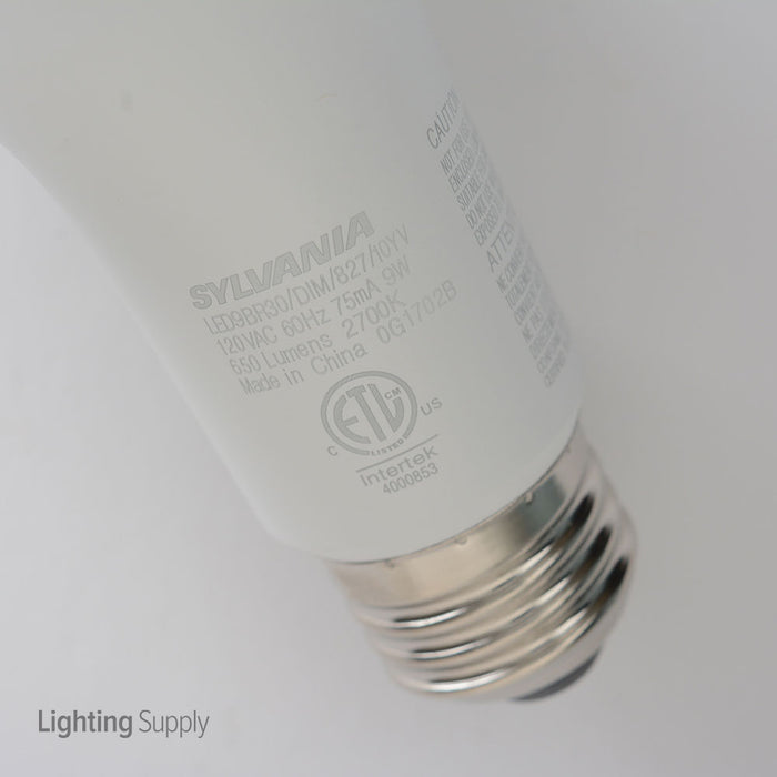 Sylvania LED8BR30DIM82710YVRP2 9W BR30 LED 2700K 120V 650Lm 80 CRI Medium E26 Base Dimmable Bulb 2 Pack/Priced Per Each (73954)