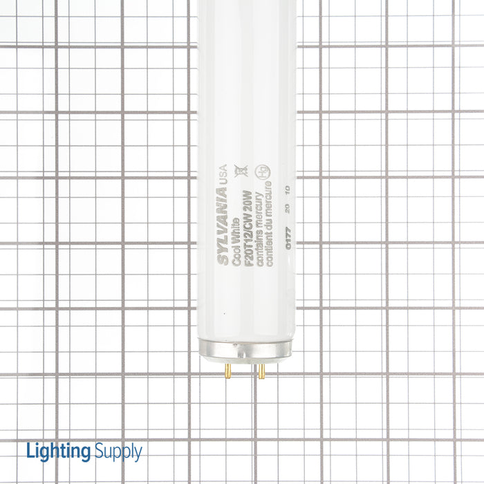 Sylvania F20T12/CW 24 Inch 20W T12 Preheat Fluorescent Lamp Cool White Phosphor 4200K 60 CRI 9000 Average Rated Life At 3 Hours/Start (22078)