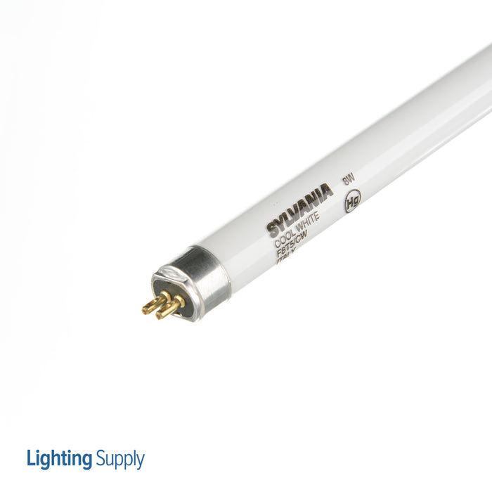 Sylvania F8T5/CW 25/CS 8W T5 Preheat Fluorescent Lamp Cool White Phosphor 4200K 60 CRI 7500 Average Rated Life At 3 Hours/Start (21366)