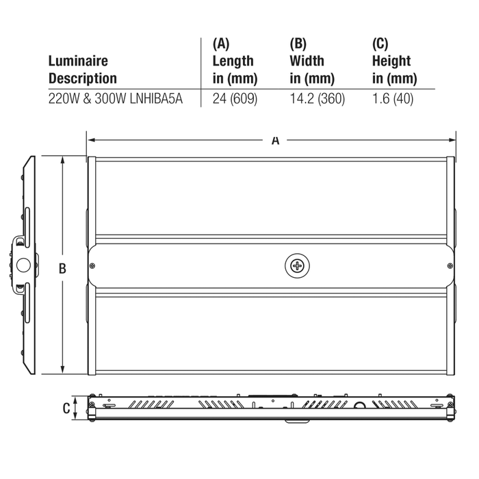 Sylvania LNHIBA5A/S220UNVD8SC14/12/WH Linear High Bay 5A Wattage/CCT Selectable 175W/195W/220W 4000K/5000K 120-277V 0-10V Dimming 1X2 White (62876)