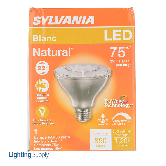 Sylvania LED10.5PAR30DIM930TLNFL25GLRP LED Natural Truwave PAR30 10W Dimmable 90 CRI 850Lm 3000K 25000 Hours Medium Base Clear Finish (40914)