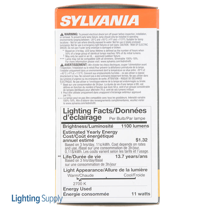 Sylvania LED11A19DIMO92713YTLRP LED Natural Truwave A19 11W Dimmable 90 CRI 1100Lm 2700K 15000 Hours Medium Base Frosted Finish (40726)