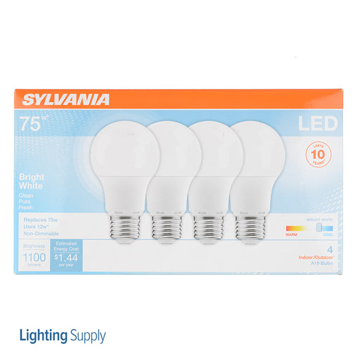 Sylvania LED12A19F83510YVRP4 LED A19 12W 80 CRI 1100Lm 3500K 11000 Life 4 Pack/Priced Per Each (78099)