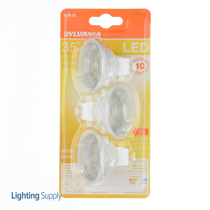 Sylvania LED5MR16830FL3510YVBL LED MR16 5W 81 CRI 350Lm 3000K 11000 Life 3 Pack/Priced Per Each (79129)