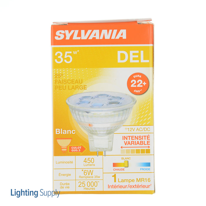 Sylvania LED6MR16/DIM/830/NFL25/GL/RP LED MR16 6W Dimmable 83 CRI 450Lm 3000K 25000 Life (78240)