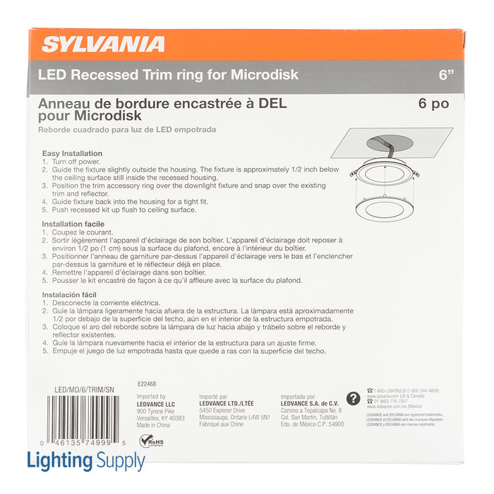 Sylvania LEDMD6TRIMSN OSI LED Satin Nickel Trim Ring For 6 Inch Microdisk (74999)