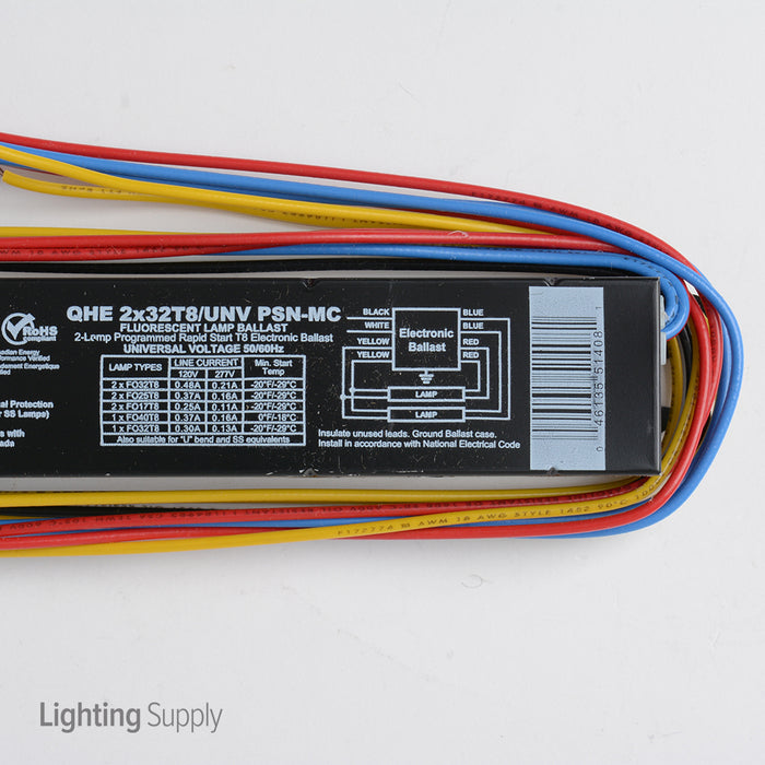 Sylvania QHE 2X32T8/UNV PSN-MC-B Rapid Start Electronic Fluorescent Ballast For 2-F32T8 F17T8 Lamp Operated At 120/277V (51408)