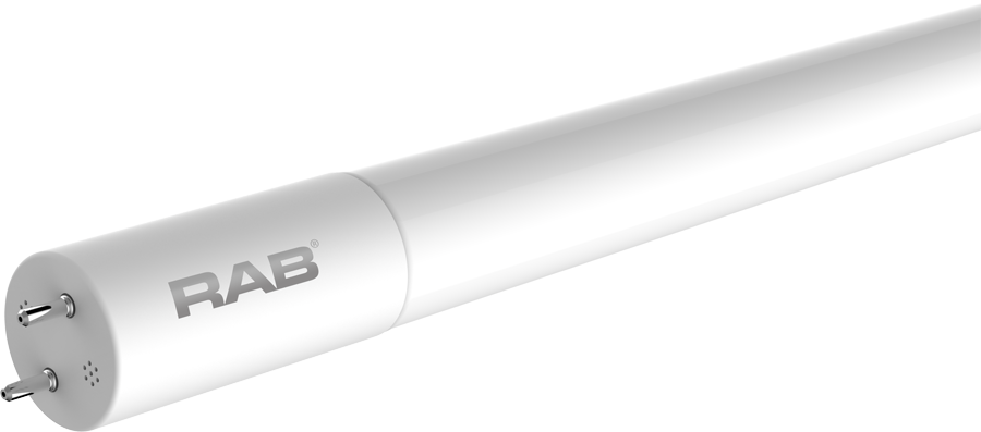 RAB 2 Foot LED T8 Type B G13 Base 7W 4000K 1000Lm Coated Glass Single/Double Ended 120-277V 80 CRI (T8-7-24G-840-SD-BYP)
