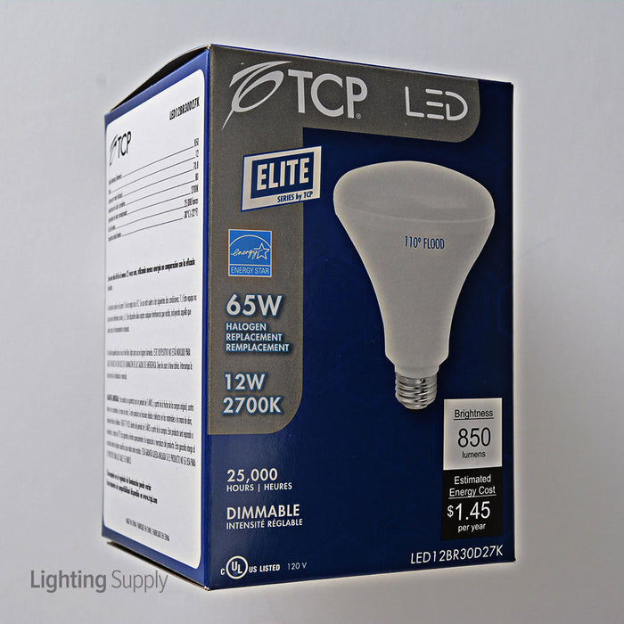 TCP 9.5W 2700K 850Lm 80 CRI Medium E26 Base Dimmable LED BR30 (LED12BR30D27K)
