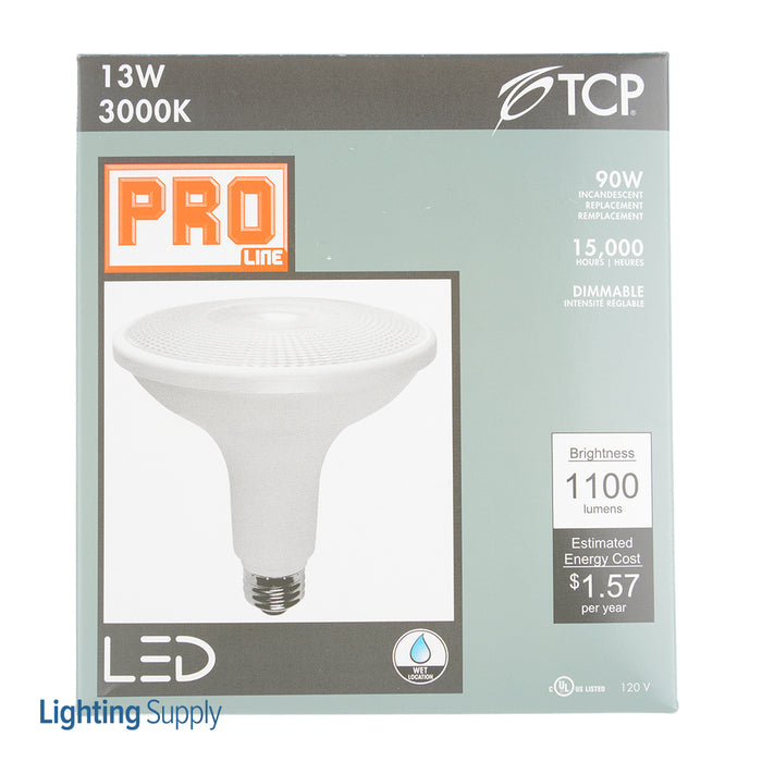 TCP 13W PAR38 LED 3000K 120V 1100Lm 80 CRI Medium E26 Base 40 Degree Beam Angle Dimmable Bulb (L90P38D15V30KFL)