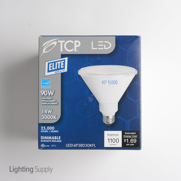 TCP 14W 3000K Medium E26 Base Dimmable 40 Degree PAR38 LED Bulb (LED14P38D30KFL)