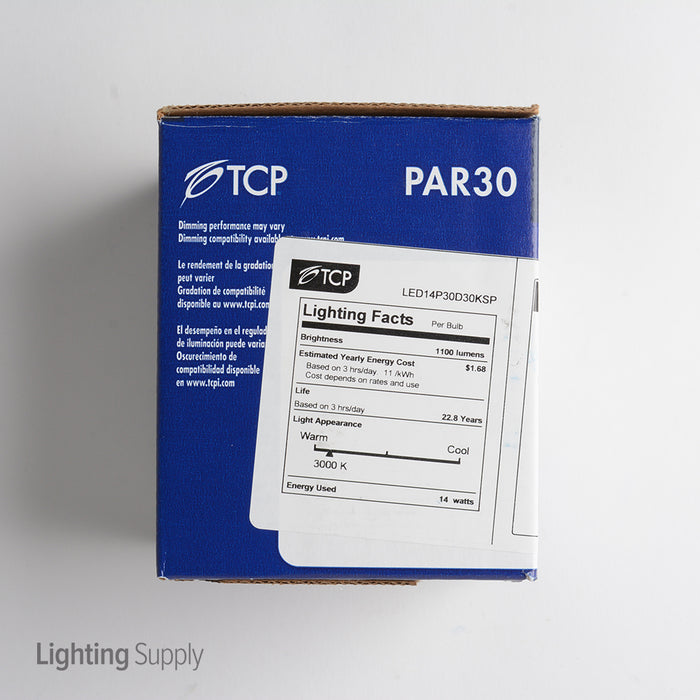TCP 14W 3000K Medium E26 Base Dimmable PAR30 Long Neck 15 Degree LED Bulb (LED14P30D30KSP)