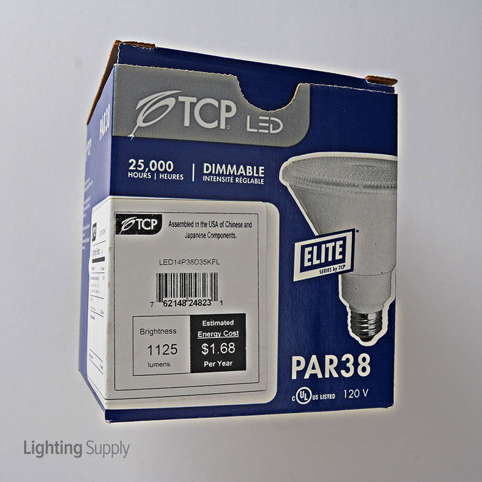 TCP 14W 3500K Medium E26 Base Dimmable 40 Degree Flood PAR38 LED Bulb (LED14P38D35KFL)