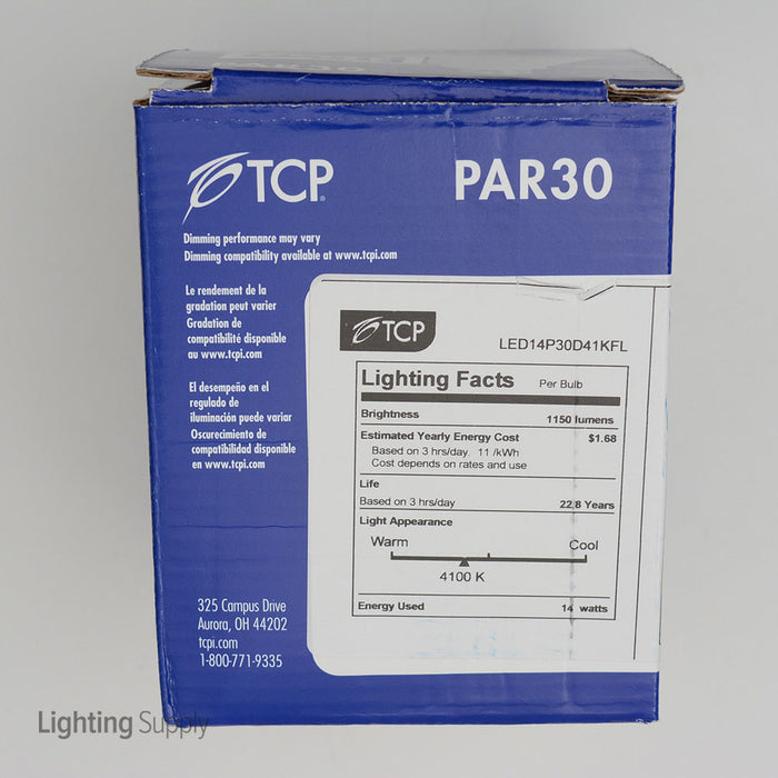 TCP 14W 4100K Medium E26 Base Dimmable PAR30 Long Neck 40 Degree LED Bulb (LED14P30D41KFL)