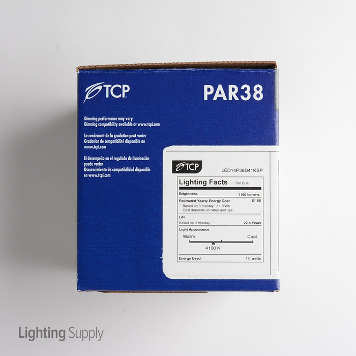 TCP 14W 4100K Medium E26 Base Dimmable PAR38 15 Degree LED Bulb (LED14P38D41KSP)