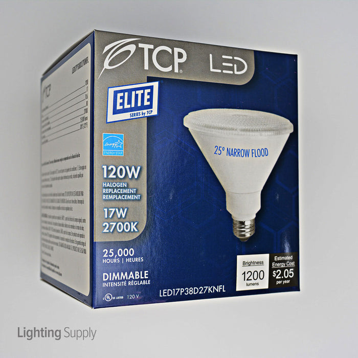 TCP 17W PAR38 LED 2700K 120V 1200Lm 82 CRI Medium E26 Dimmable Flood Bulb (LED17P38D27KNFL)