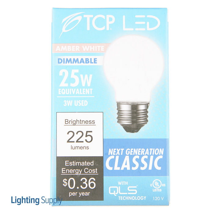 TCP 3W LED G16 2200K 225Lm 120V 80 CRI Medium E26 Base Dimmable Bulb (FG16D2522KW)