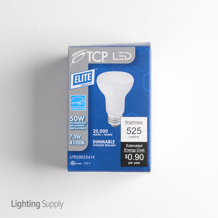 TCP 7.5W LED 4100K 120V 525Lm 80 CRI Medium E26 Base Dimmable Flood Bulb (L7R20D2541K)