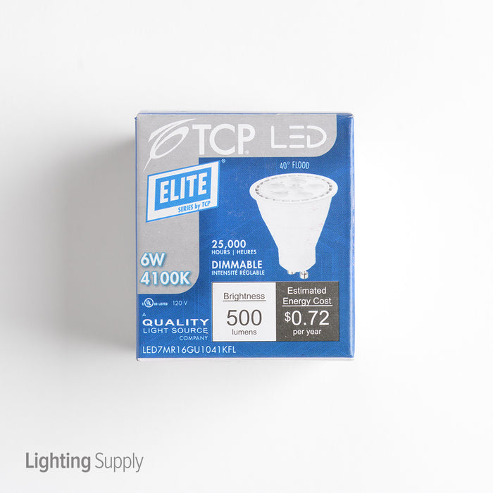TCP 7W MR16 LED 4100K 120V 550Lm 82 CRI GU10 Base White Dimmable Flood Bulb (LED7MR16GU1041KFL)