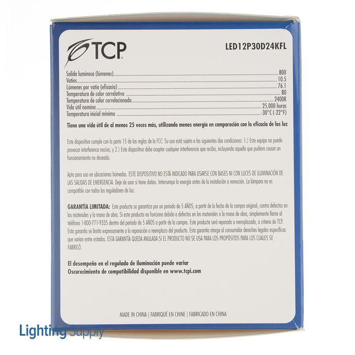TCP LED 12W PAR30 Dimmable 2400K Flood (LED12P30D24KFL)