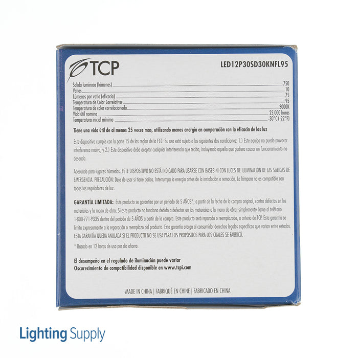 TCP LED 12W PAR30 Short Neck D 3000K Narrow Flood High CRI (LED12P30SD30KNFL95)