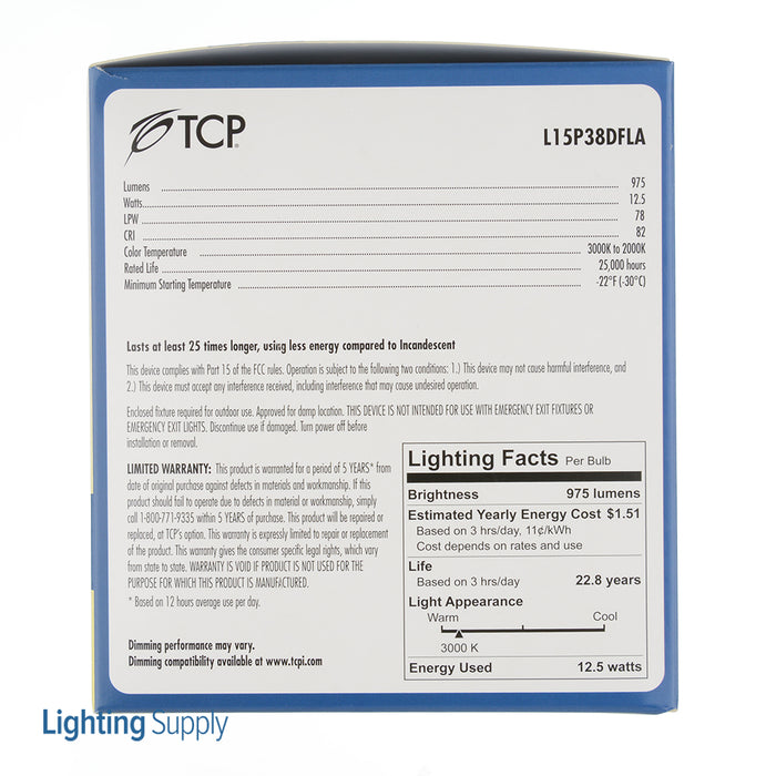 TCP LED 15W P38 3000K Allusion Flood (L15P38DFLA)