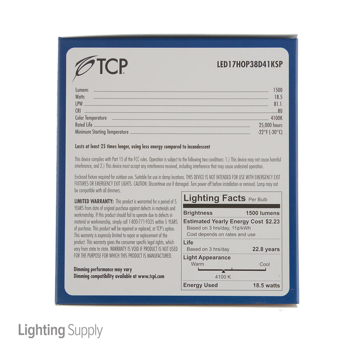 TCP LED 17W HOP38 Dimmable Spot 4100K (LED17HOP38D41KSP)