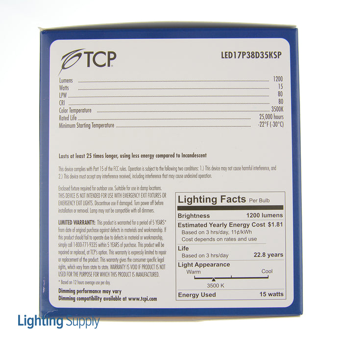 TCP LED 17W P38 Dimmable SP 3500K (LED17P38D35KSP)