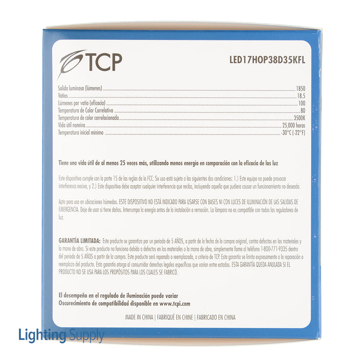 TCP LED 17W HOP38 Dimmable Flood 3500K (LED17HOP38D35KFL)