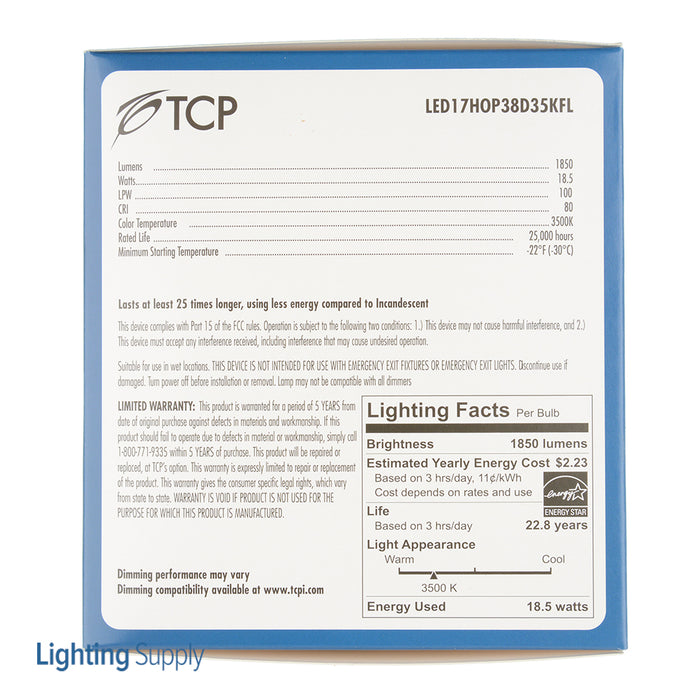 TCP LED 17W HOP38 Dimmable Flood 3500K (LED17HOP38D35KFL)