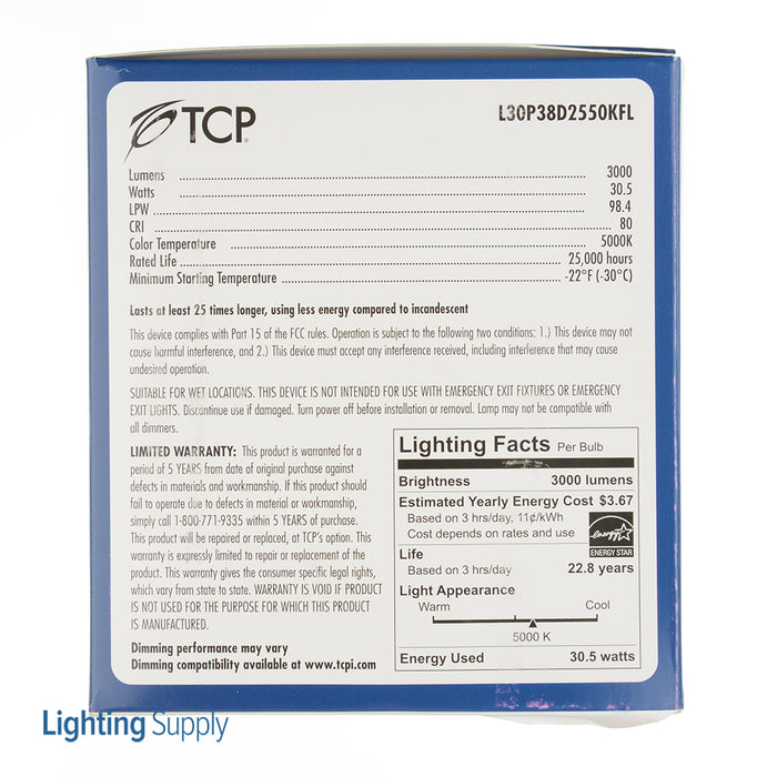 TCP LED 30W P38 Dimmable 5000K Narrow Flood (L30P38D2550KFL)
