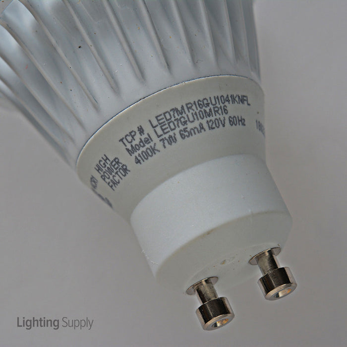 TCP 7W MR16 LED 4100K 120V 550Lm 82 CRI GU10 Base White Dimmable Flood Bulb (LED7MR16GU1041KNFL)