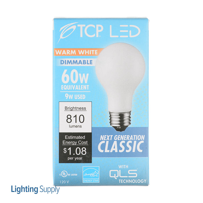 TCP LED Classic Filaments A19 Glass 9W 810Lm 3000K E26 Base Suitable For Damp Locations Dimmable Frost (LFF60A19D1530KCQ)