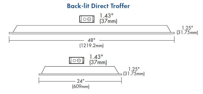 TCP LED 2X4 0-10V Dimming Fixed Direct Troffer Wattage Back Lit Flat Panel 46W 4100K Emergency Backup (DTF4UZD4641KEB)