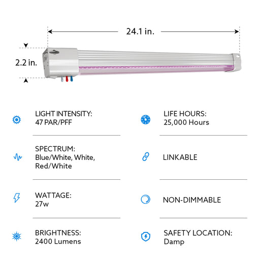 Feit Electric 24 Inch Vertical Mount Adjustable Spectrum LED Grow Light (GLP24ADJS/VM/27W/LED)