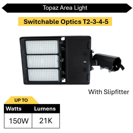 Topaz ARL-150PCS-SWO Area Light Power/CCT Selectable 70W/100W/150W 3000K/4000K/5000K Switchable Optics T2-T3-T4-T5 120-277V 0-10V Dimming Bronze (T74000)