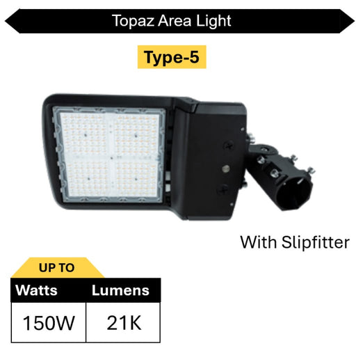 Topaz ARL-150PCS-T5 Area Light Power/CCT Selectable 70W/100W/150W 3000K/4000K/5000K Type 5 120-277V 0-10V Dimming Bronze (T73976)