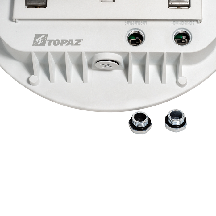 Topaz CPR-60WPCTS-WH Canopy Power/CCT Selectable 30W/40W/60W 3000K/4000K/5000K 4388Lm/5741Lm/8329Lm 120-277V 90 Degree Beam Angle White (T72769)