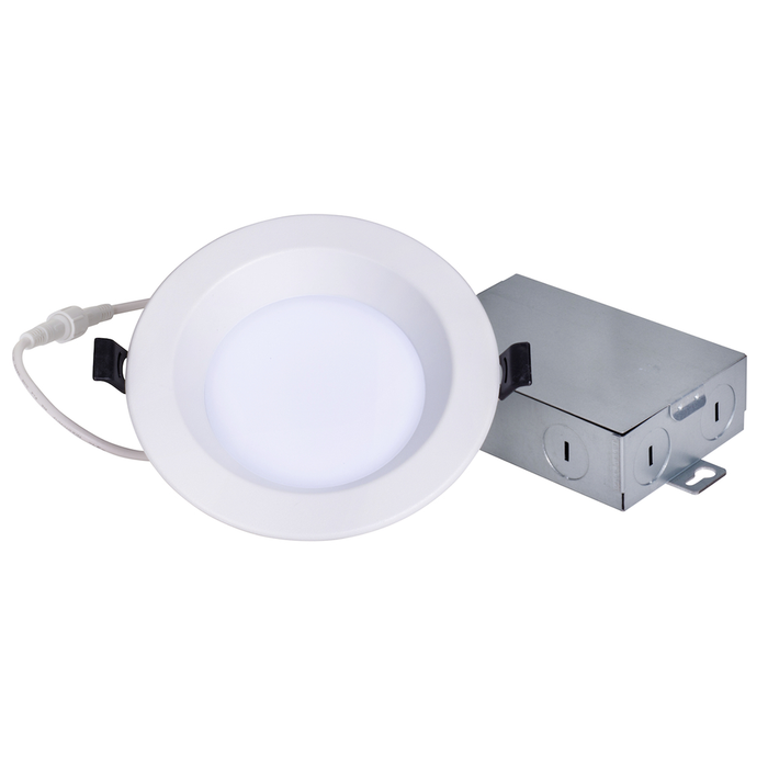 Topaz DLD4S-7CS 4 Inch Slim Deep Smooth Regress Downlight 7W CCT Selectable 2700K/3000K/3500K/4000K/5000K 580Lm 120V 90 CRI 110 Degree Beam Angle White (T73287)