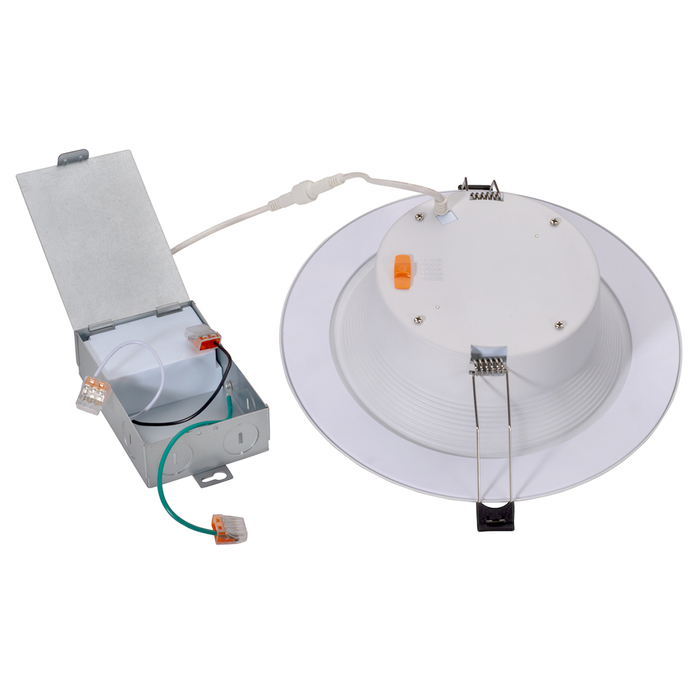Topaz DLD8B-21CS 8 Inch Slim Deep Baffle Regress Downlight 21W CCT Selectable 2700K/3000K/3500K/4000K/5000K 1700Lm 120V 90 CRI 110 Degree Beam Angle White (T73778)