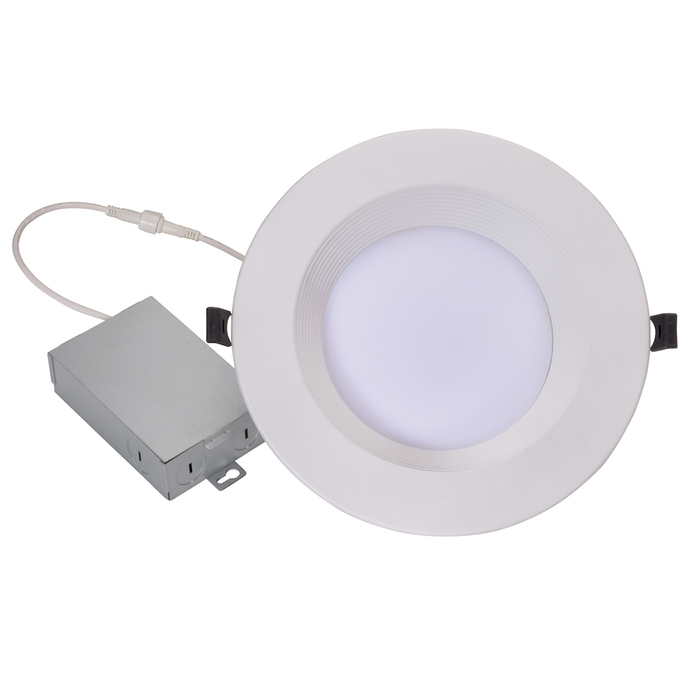 Topaz DLD8B-21CS 8 Inch Slim Deep Baffle Regress Downlight 21W CCT Selectable 2700K/3000K/3500K/4000K/5000K 1700Lm 120V 90 CRI 110 Degree Beam Angle White (T73778)