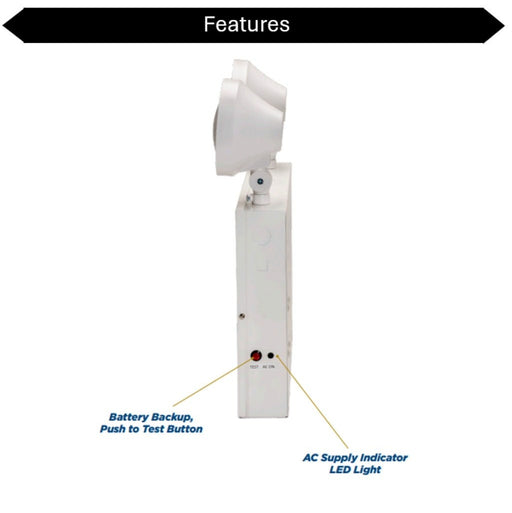 Topaz EL2/LED/WH-NYC LED Steel Emergency Unit NYC Approved 2-Head 120/277V 90-Minute Backup White (T75110)
