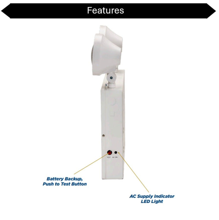Topaz EL2/LED/WH-NYC LED Steel Emergency Unit NYC Approved 2-Head 120/277V 90-Minute Backup White (T75110)