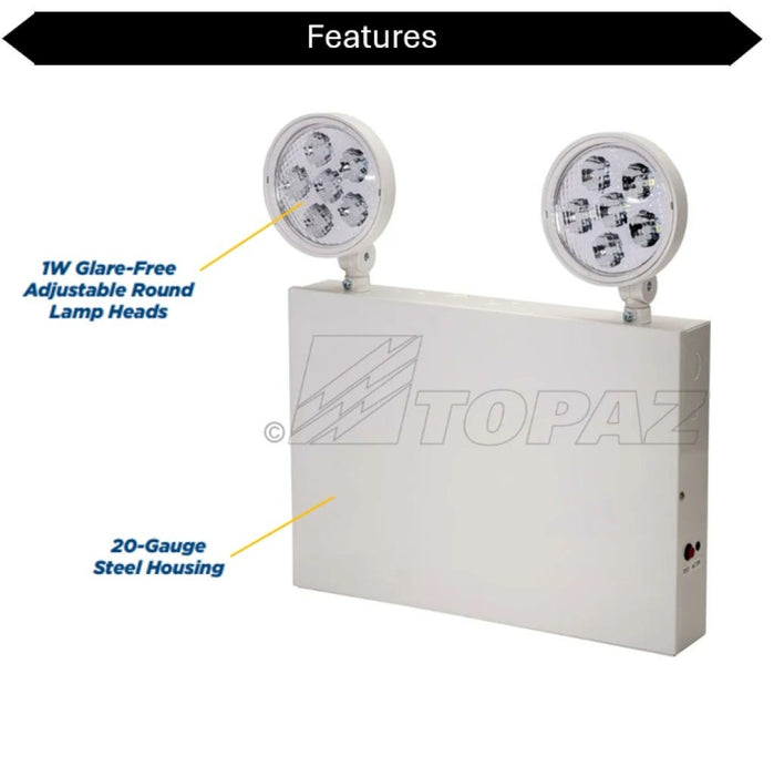 Topaz EL2/LED/WH-NYC LED Steel Emergency Unit NYC Approved 2-Head 120/277V 90-Minute Backup White (T75110)