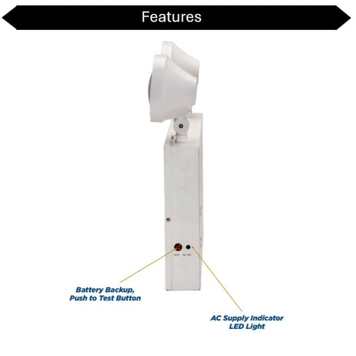 Topaz EL3/LED/WH-NYC LED Steel Emergency Unit NYC Approved 3-Head 120/277V 90-Minute Backup White (T75112)