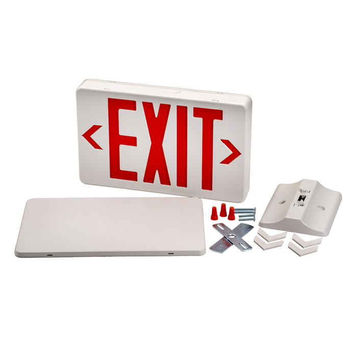 Topaz ES/LED/RW/B LED Exit Sign Red Letters Single Or Double Face Thermoplastic 90-Minute Backup White (T75119)