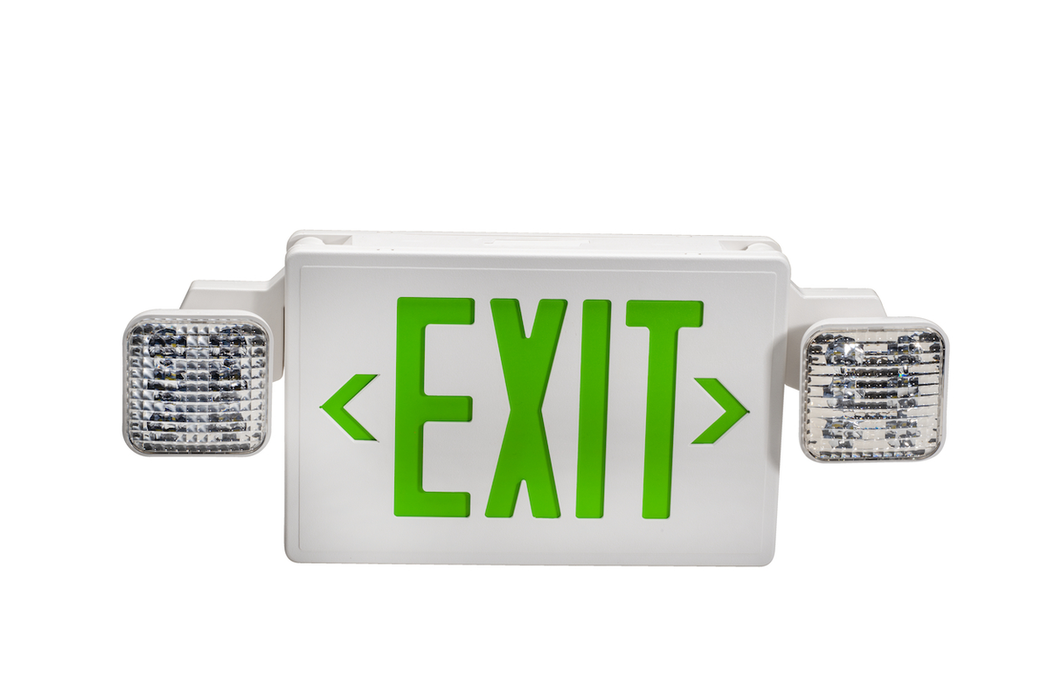 Topaz ESC/LED/GW LED Exit/Emergency Combination Green Letters 90-Minute Battery Backup 2-Track Or Swivel Adjustable Heads Single Or Double Sided White (T75141)