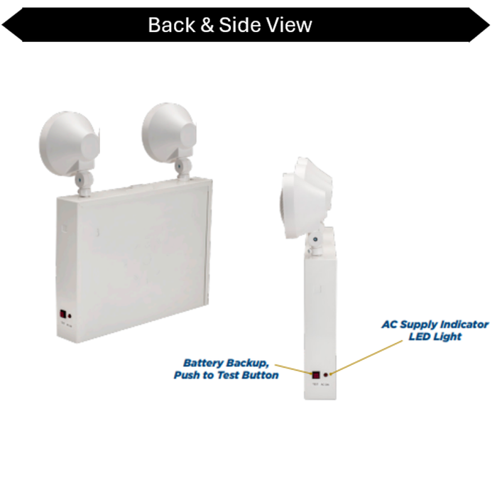 Topaz ESC/LED/RW/2H-NYC LED Steel Exit/Emergency Combination NYC Approved Red Letters 2-Head 90-Minute Backup White (T71234)