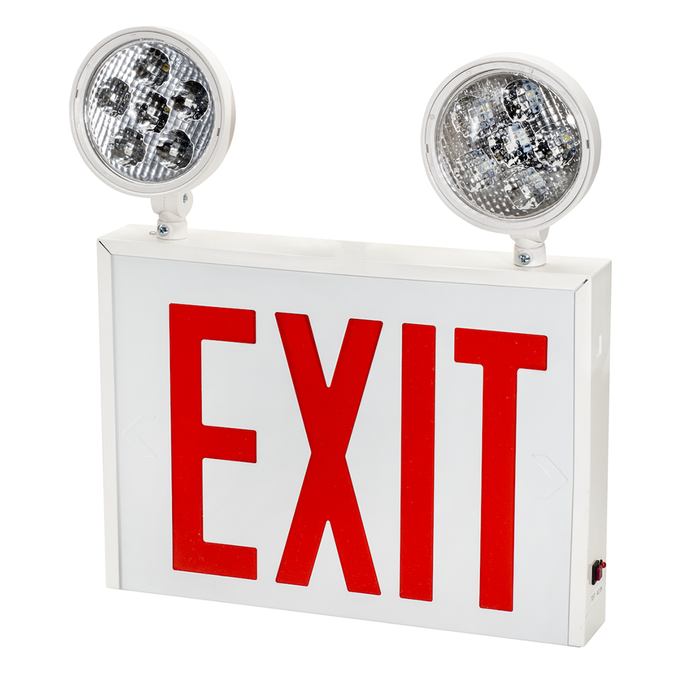 Topaz ESC/LED/RW/2H-NYC LED Steel Exit/Emergency Combination NYC Approved Red Letters 2-Head 90-Minute Backup White (T71234)