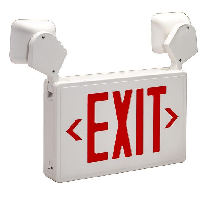 Topaz ESC/LED/RW LED Exit/Emergency Combination Red Letters 90-Minute Battery Backup 2-Track Or Swivel Adjustable Heads Single Or Double Sided White (T75139)